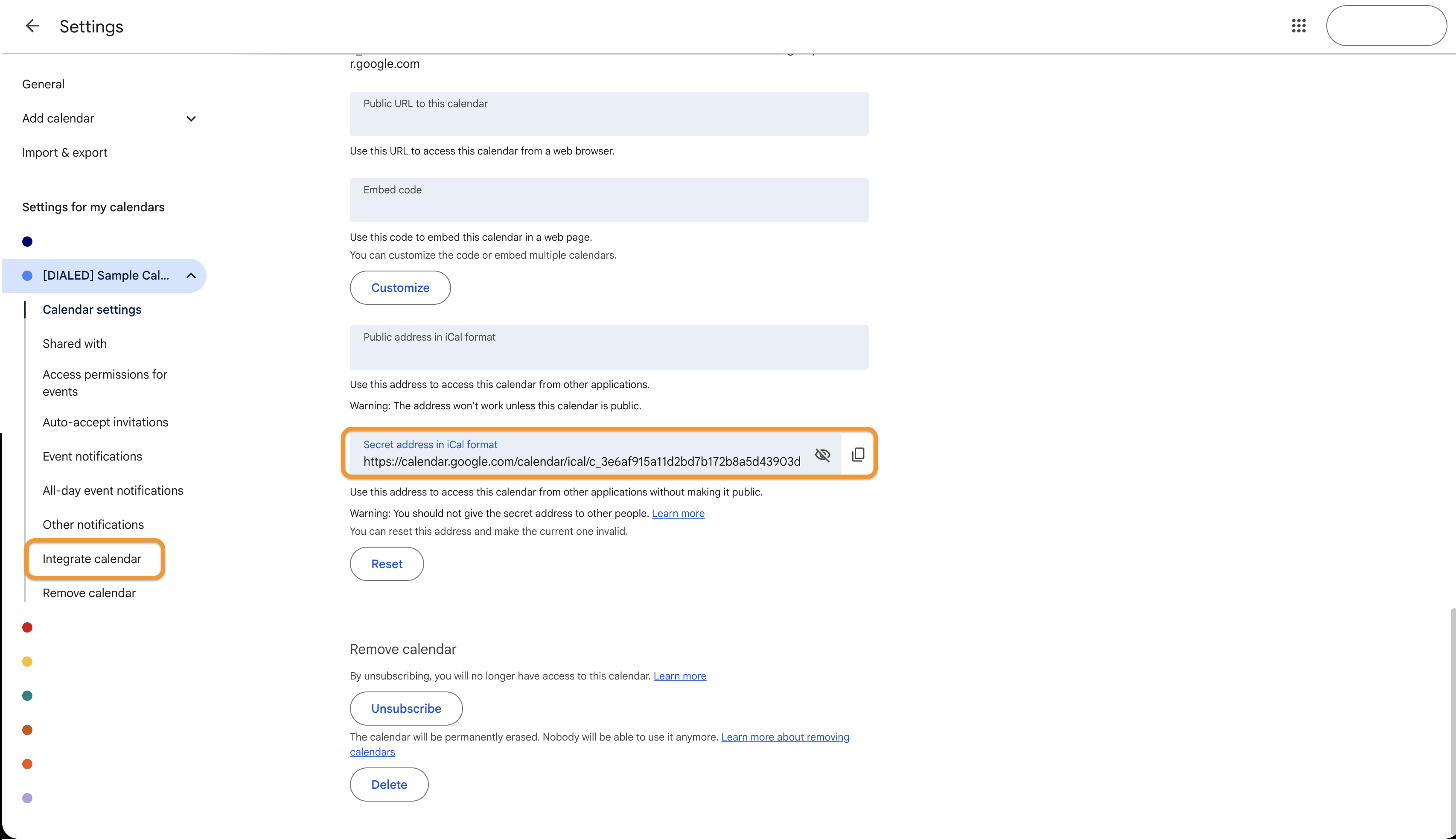 Integrate Calendar Section