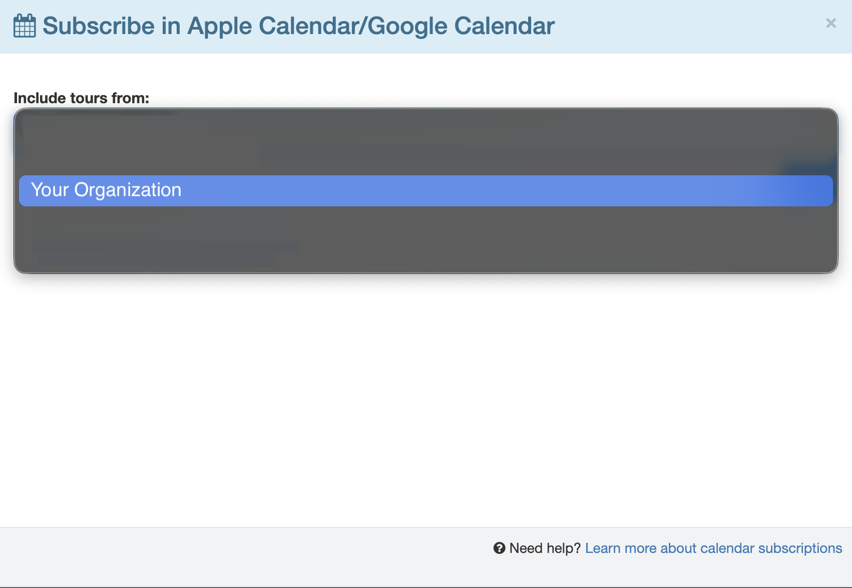 Organization & Tour Selection