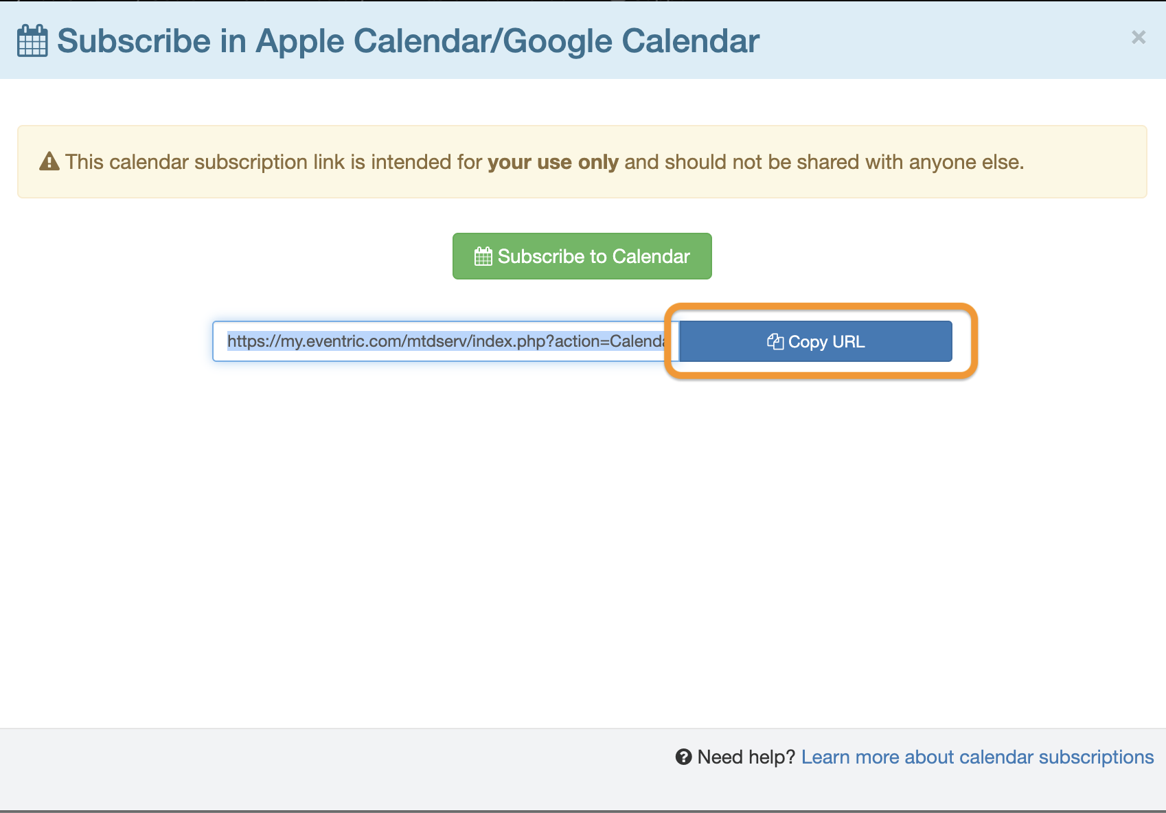 Copy Calendar URL